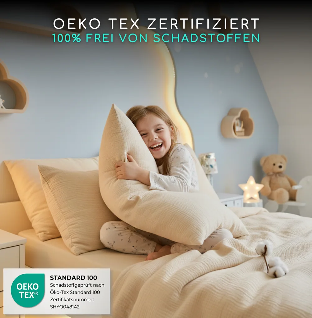 Alavya Home Kinderbettwäsche 135x200 cm Baumwolle - 2er-Set, Beige