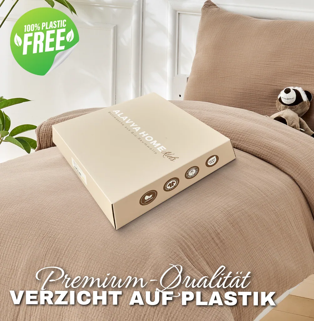 Alavya Home Kinderbettwäsche 135x100 cm Baumwolle - 2er-Set, Braun