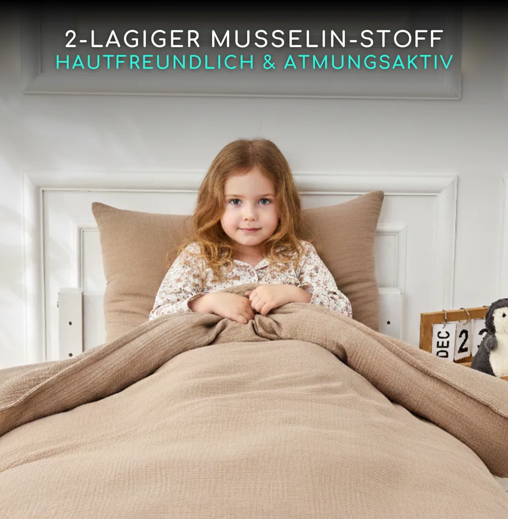 Alavya Home Kinderbettwäsche 135x100 cm Baumwolle - 2er-Set, Braun