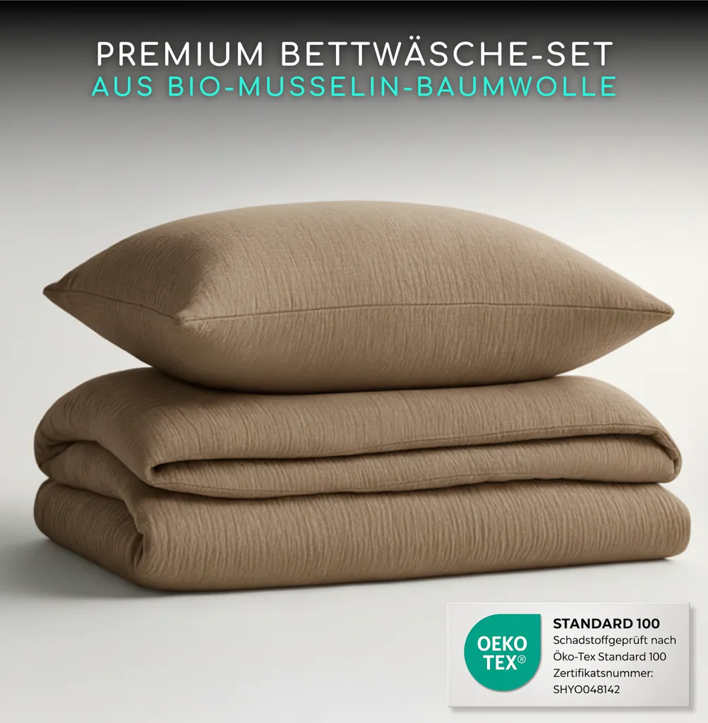 Alavya Home Kinderbettwäsche 135x100 cm Baumwolle - 2er-Set, Braun