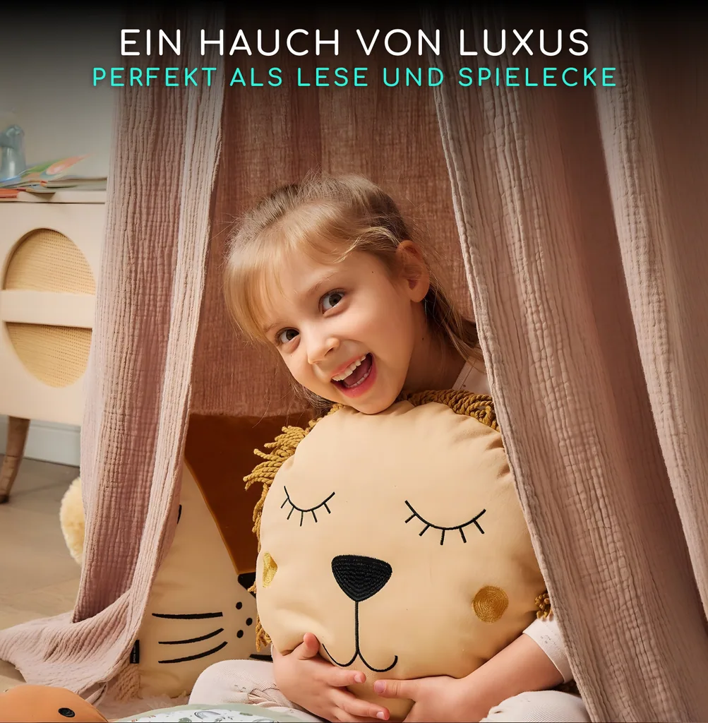 Alavya Home Baldachin Betthimmel 250x50 cm Bio-Musselin Baumwolle - Braun