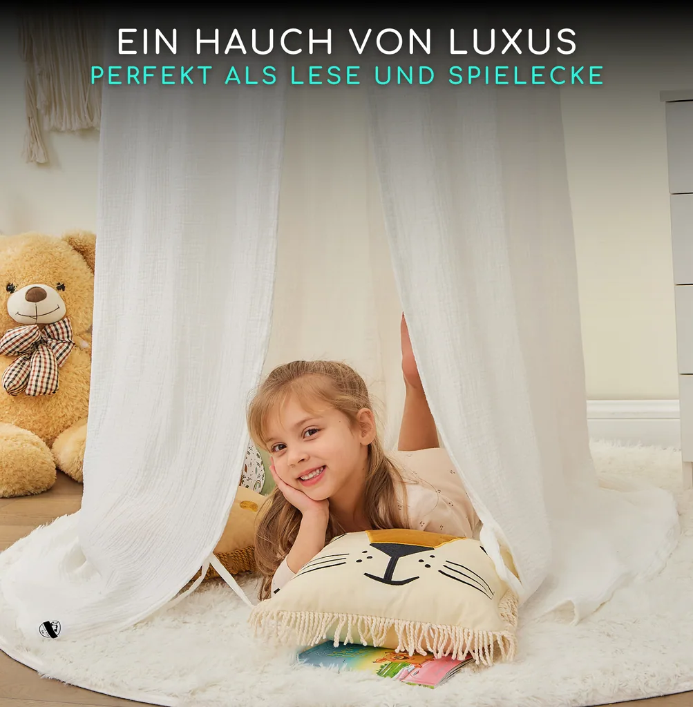 Alavya Home Baldachin BIO-Musselin-Baumwolle | 250 x 50 cm | Weiß