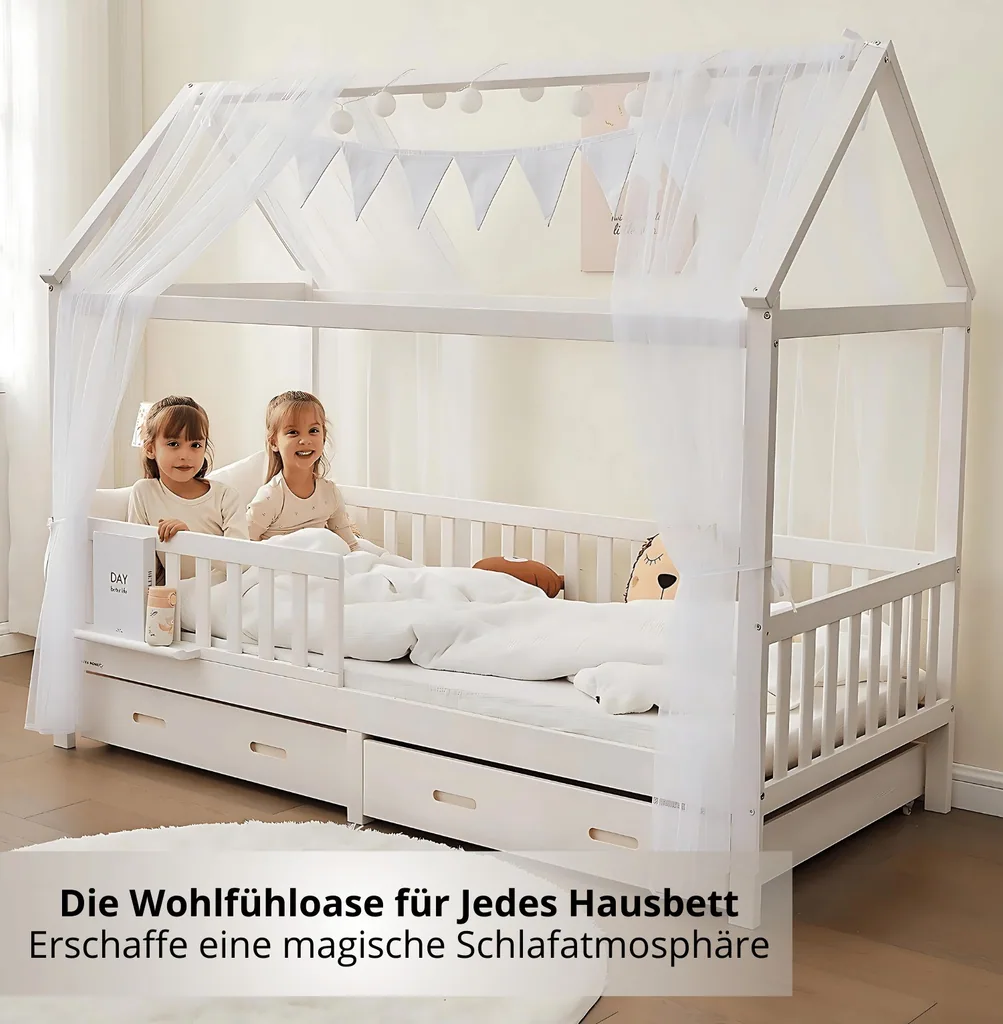 Alavya Home Hausbett Deko-Set 150x350 cm Polyester / Bio-Baumwolle - 2er-Set, Weiß