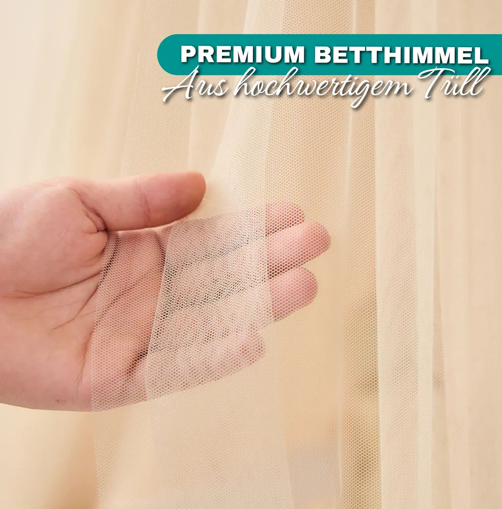 Alavya Home Betthimmel aus Tüll mit Pompons - Beige