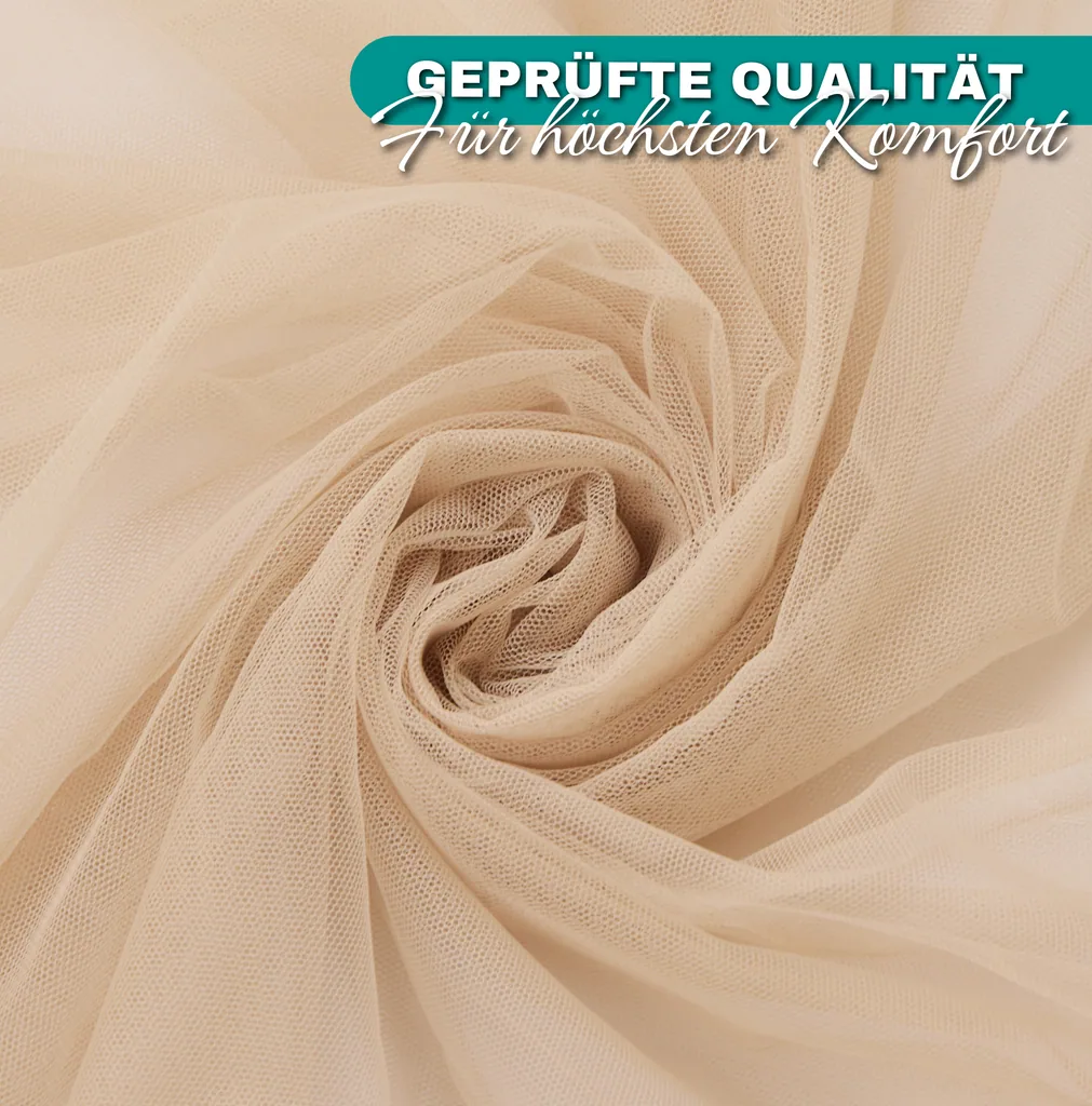 Alavya Home Betthimmel aus Tüll mit Pompons - Beige