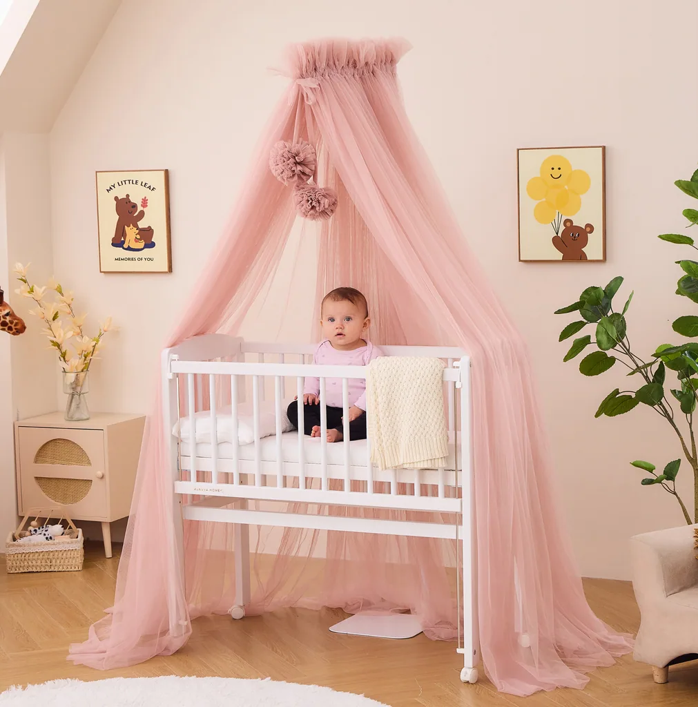 Alavya Home Betthimmel aus Tüll mit Pompons - Rosa