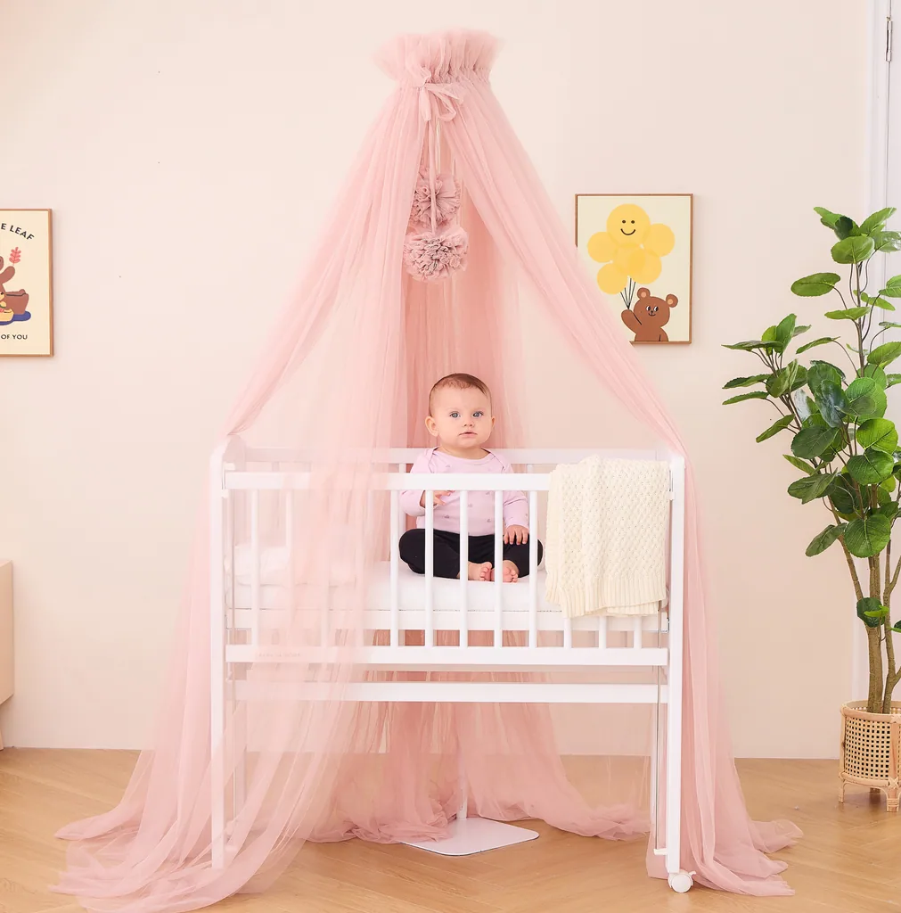 Alavya Home Betthimmel aus Tüll mit Pompons - Rosa