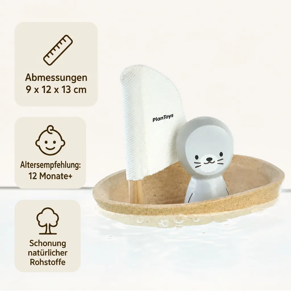 Plan Toys Badewannen-Boot natur Seehund