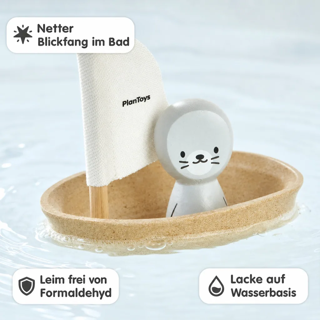 Plan Toys Badewannen-Boot natur Seehund