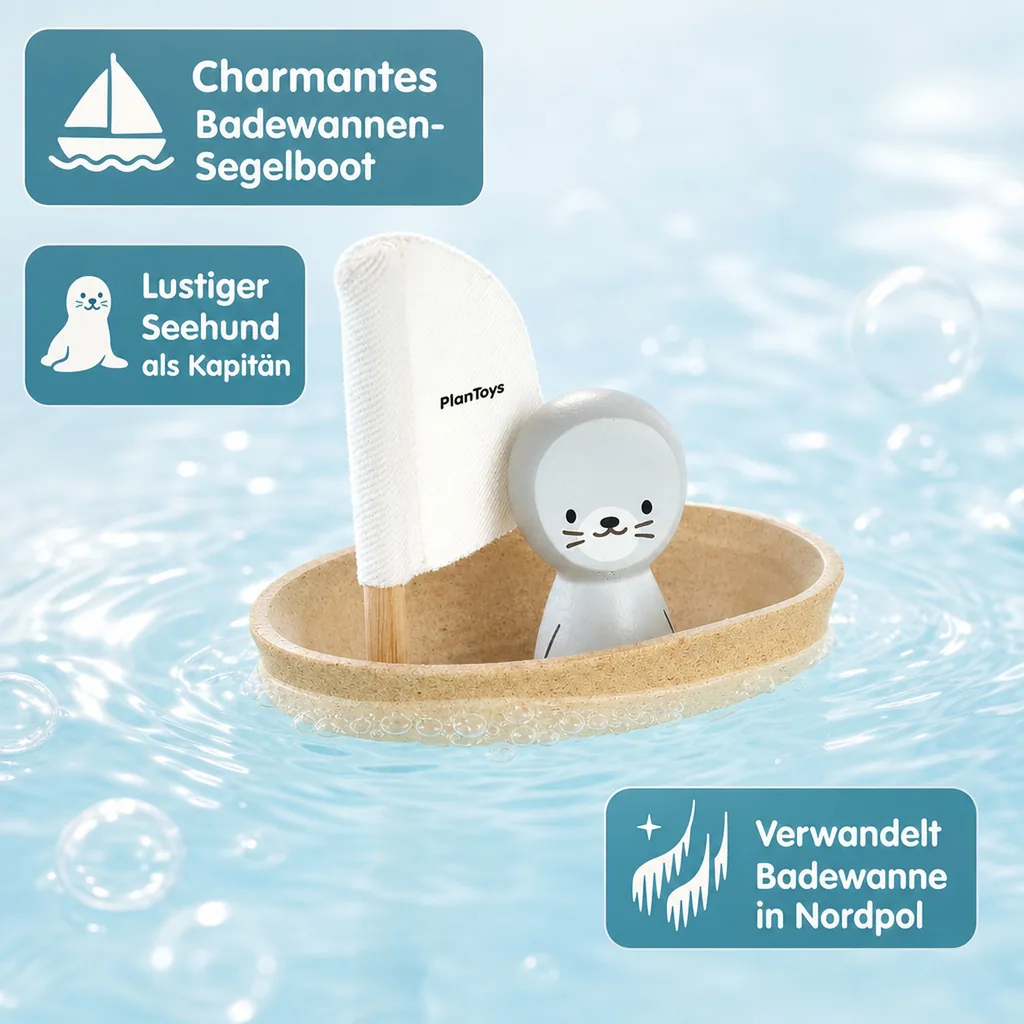 Plan Toys Badewannen-Boot natur Seehund