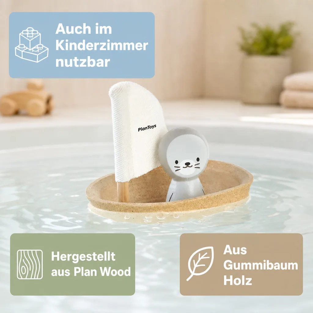 Plan Toys Badewannen-Boot natur Seehund