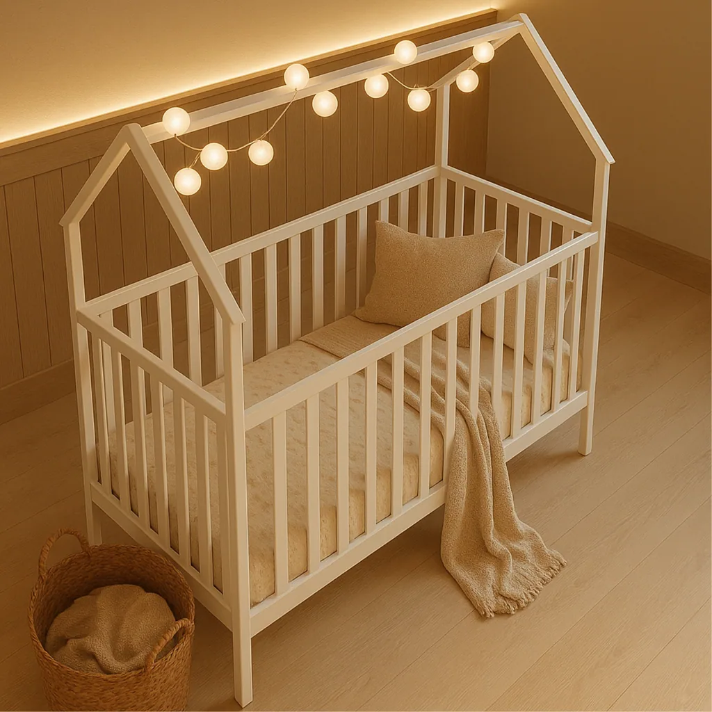 Alavya Home Babybett ELLA 70x140 cm Kiefer - Weiß mit Matratze COZY – 2-teiliges Set