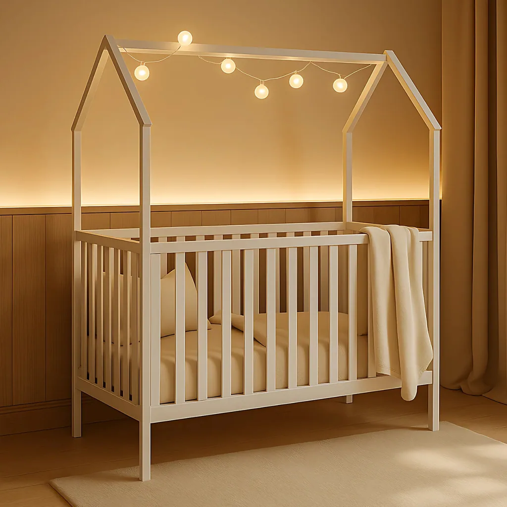 Alavya Home Babybett ELLA 70x140 cm Kiefer - Weiß mit Matratze COZY – 2-teiliges Set