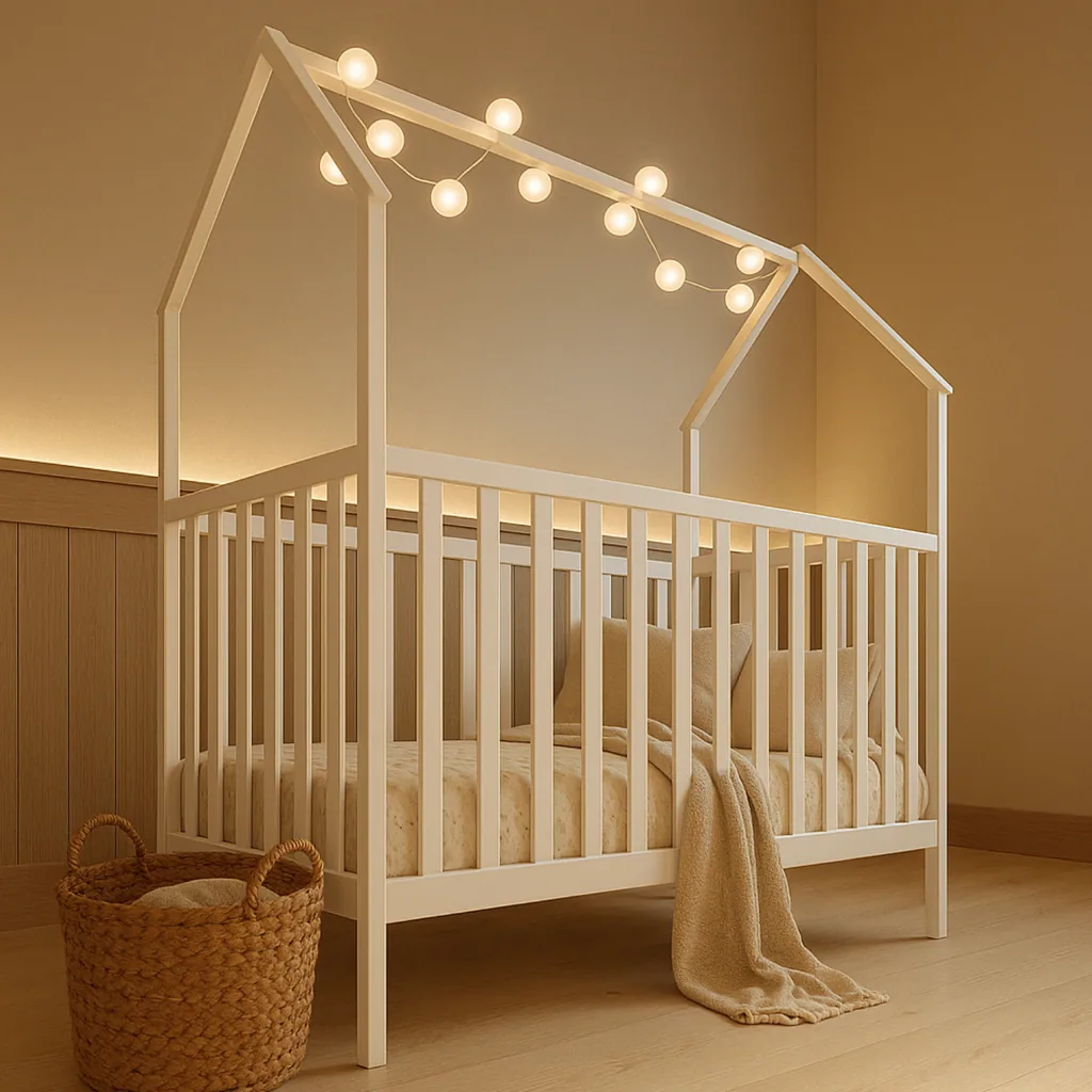 Alavya Home Babybett ELLA 70x140 cm Kiefer - Weiß mit Matratze COZY – 2-teiliges Set