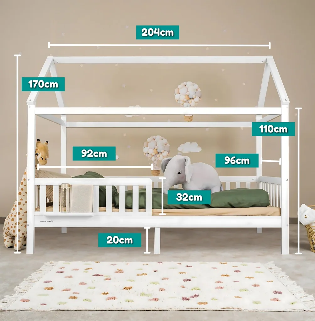 Alavya Home Hausbett CLOUD 90x200 cm Buche - ohne Schublade, Weiß