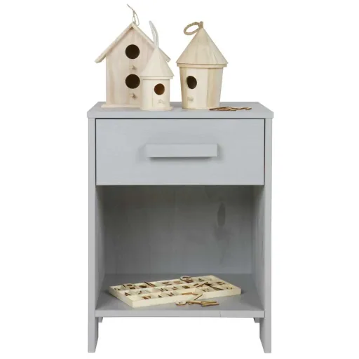 WOOOD - Nachtschrank Dennis, Kiefer, betongrau, matt, 52x39x36 cm