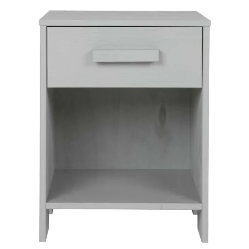 WOOOD - Nachtschrank Dennis, Kiefer, betongrau, matt, 52x39x36 cm