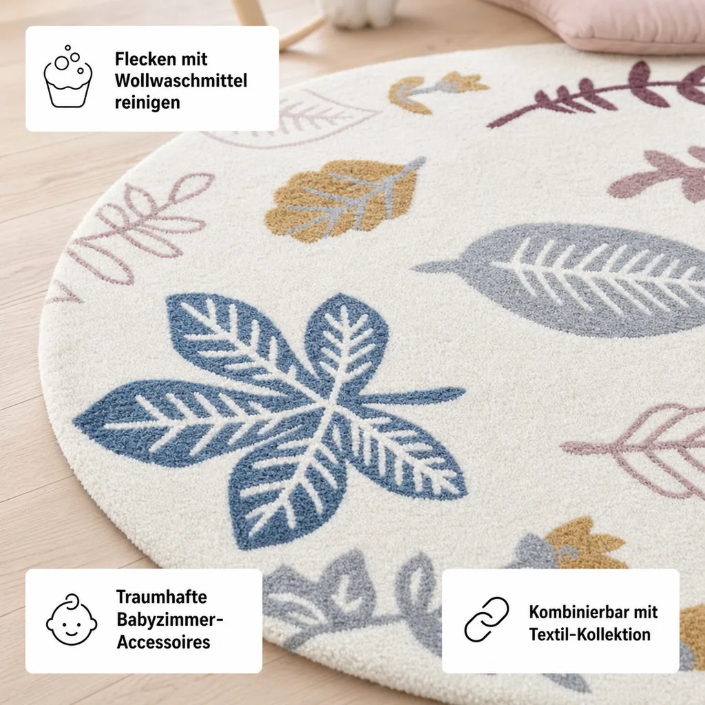 Cam Cam Teppich Blätter creme rosa
