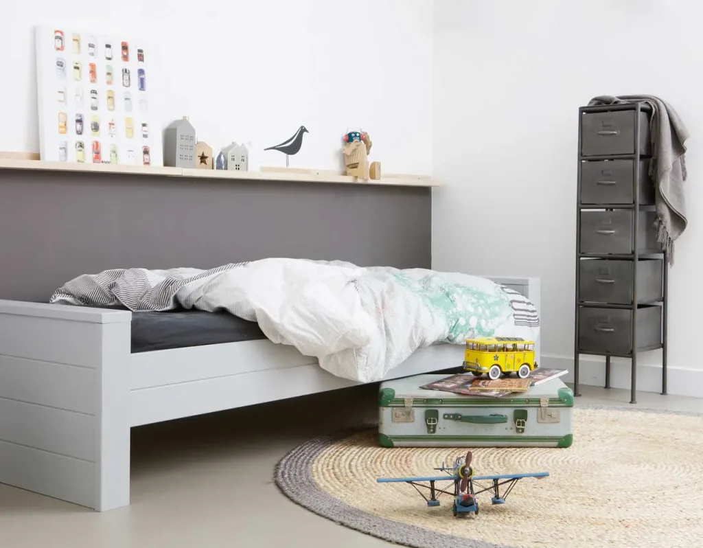 WOOOD - Bett Dennis, betongrau, matt, 53x219x95 cm