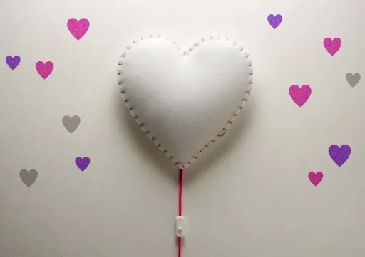Buokids Softlampe Nachtlicht/Wandlampe Herz, Ausführung: Wandlampe; Farbe der Naht: grau