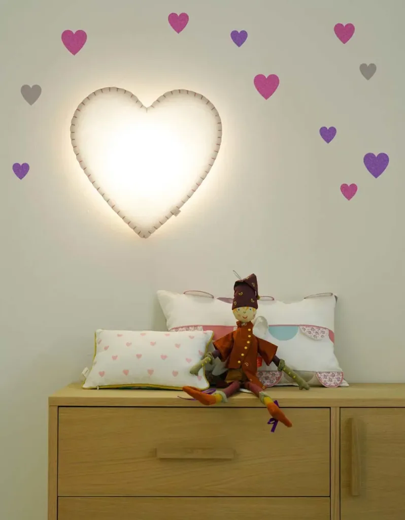 Buokids Softlampe Nachtlicht/Wandlampe Herz, Ausführung: Wandlampe; Farbe der Naht: grau