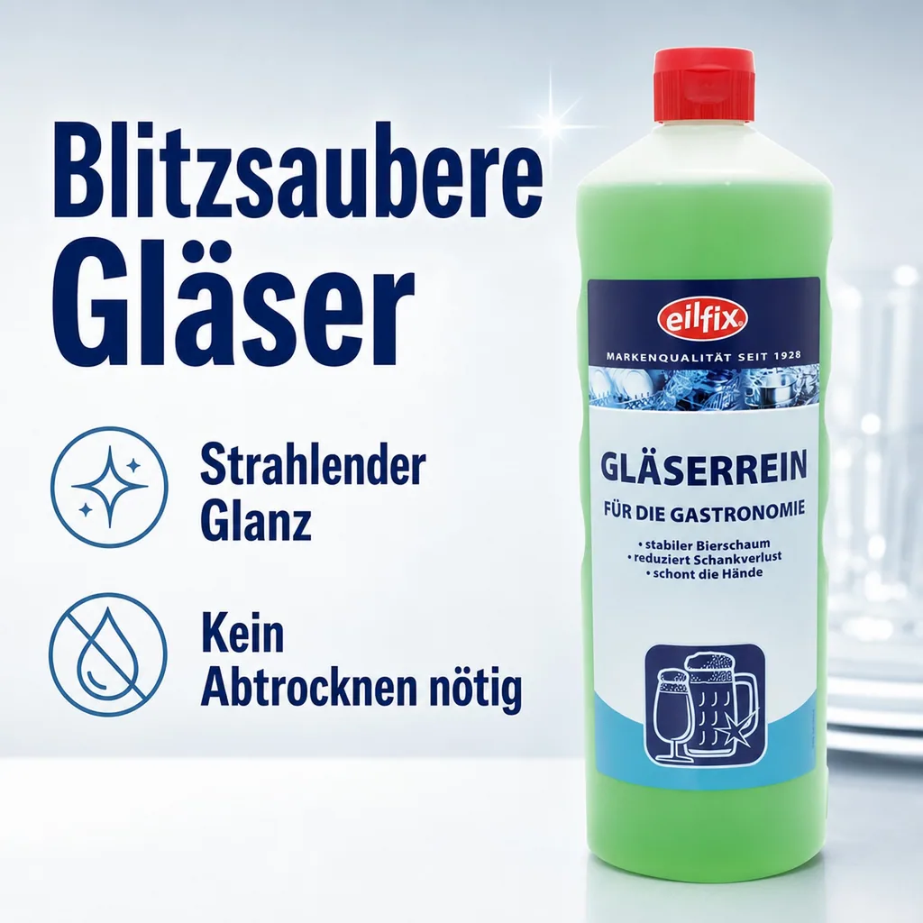 Gläser Reiniger - Eilfix, für die hygienische, manuelle Gläserreinigung.