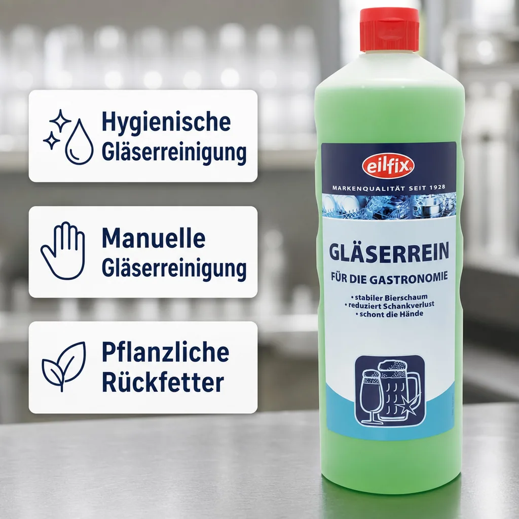 Gläser Reiniger - Eilfix, für die hygienische, manuelle Gläserreinigung.