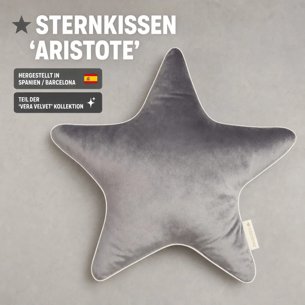 Nobodinoz Stern Kissen "Aristote" Savanna Samt schiefergrau