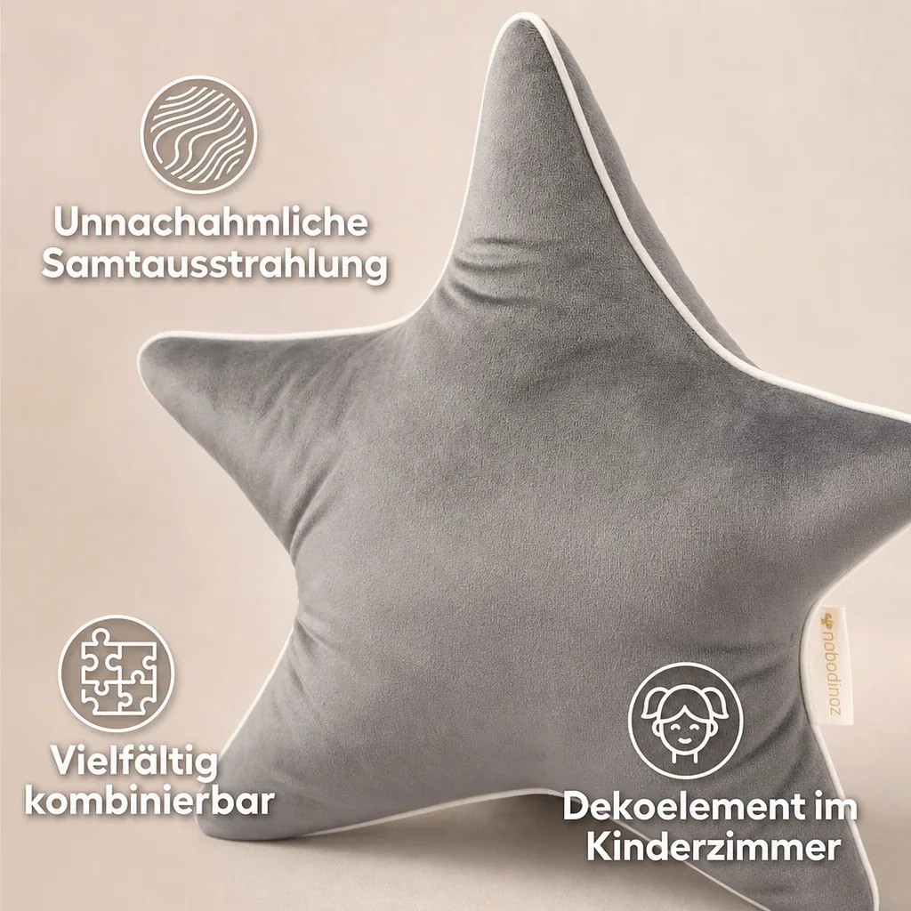 Nobodinoz Stern Kissen "Aristote" Savanna Samt schiefergrau