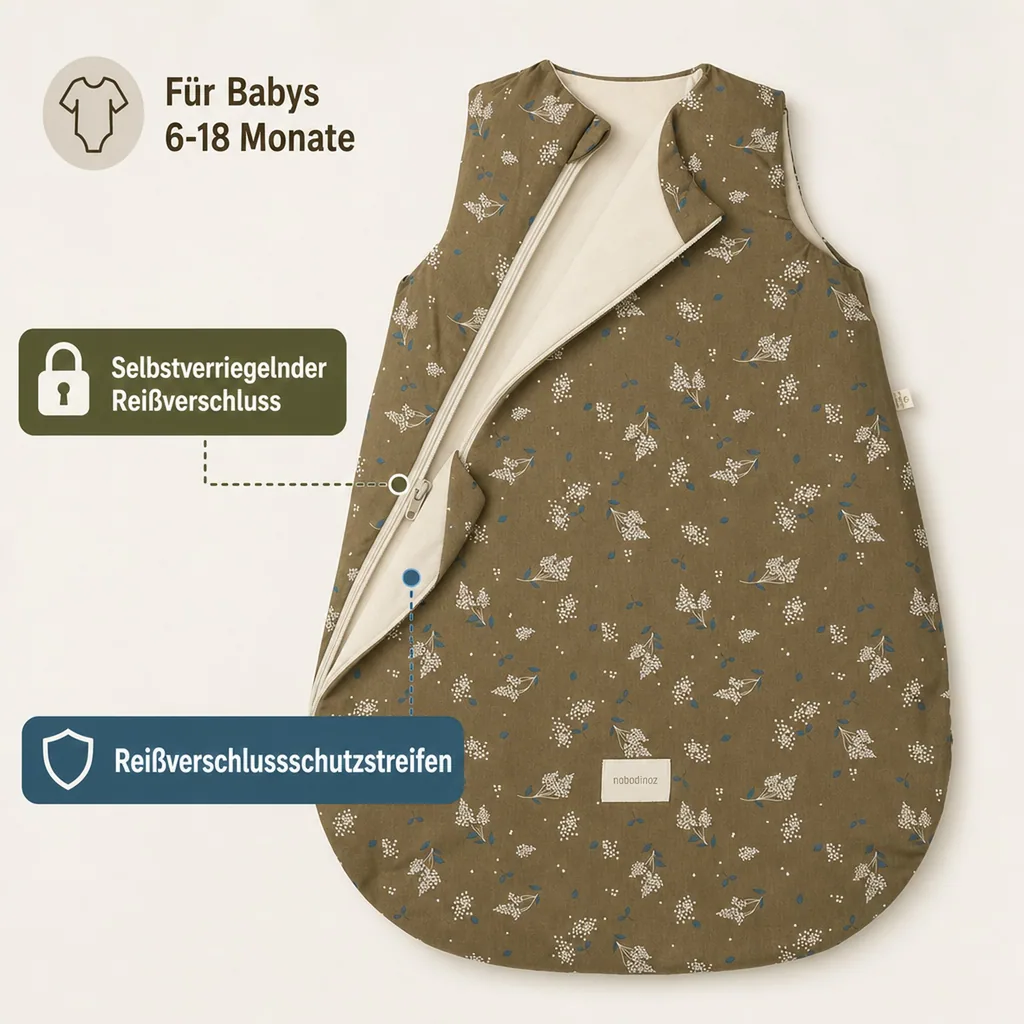 Nobodinoz STORIES Baby Schlafsack - Cocoon, 6-18 Monate, Farbe: Braunflieder