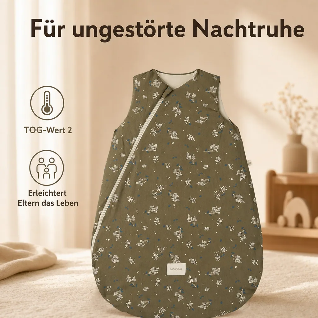 Nobodinoz STORIES Baby Schlafsack - Cocoon, 6-18 Monate, Farbe: Braunflieder