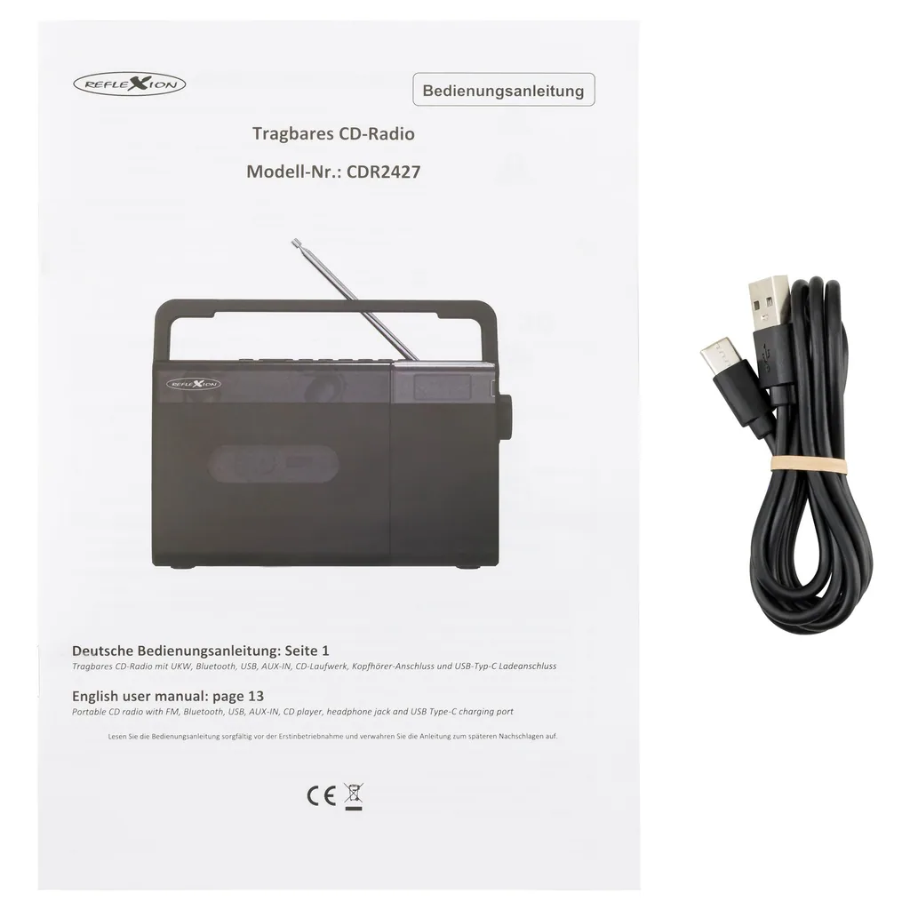 UKW/MW Vertikal CD Boombox, Akku