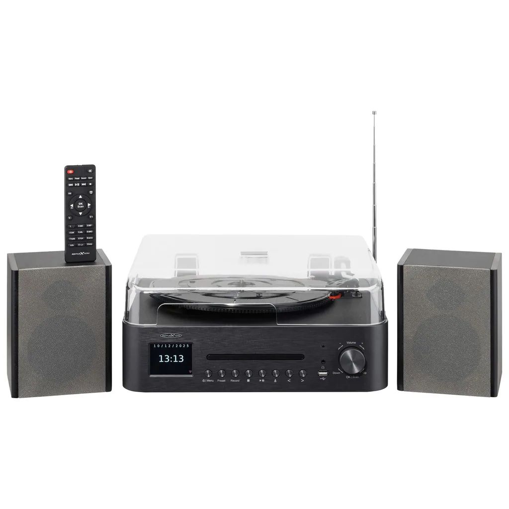 Stereo Komplettsystem mit Internet, DAB/UKW, CD/MP3, Bluetooth & Plattenspieler