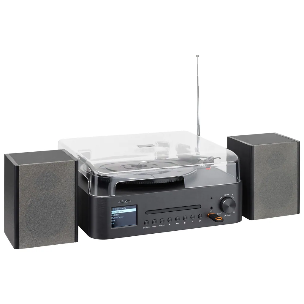 Stereo Komplettsystem mit Internet, DAB/UKW, CD/MP3, Bluetooth & Plattenspieler