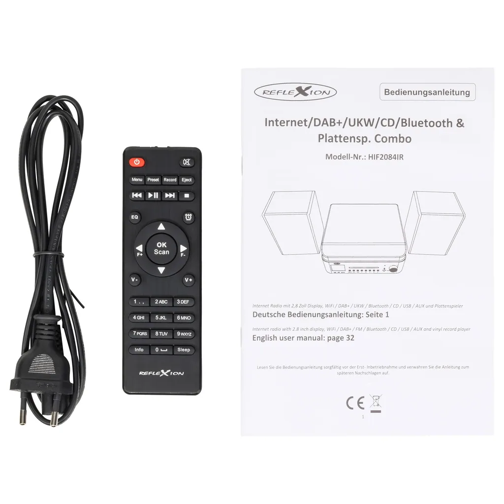 Stereo Komplettsystem mit Internet, DAB/UKW, CD/MP3, Bluetooth & Plattenspieler