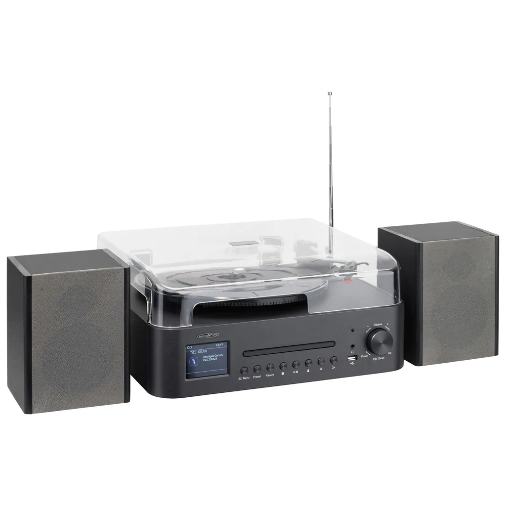 Stereo Komplettsystem mit Internet, DAB/UKW, CD/MP3, Bluetooth & Plattenspieler