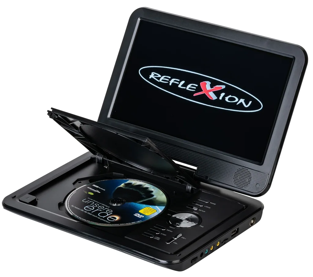 Portabler 10" LCD-Bildschirm mit DVD-Player und DVB-T2 HD Tuner