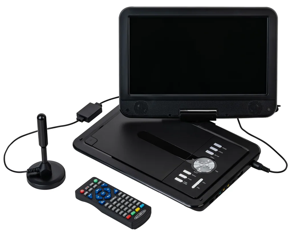 Portabler 10" LCD-Bildschirm mit DVD-Player und DVB-T2 HD Tuner