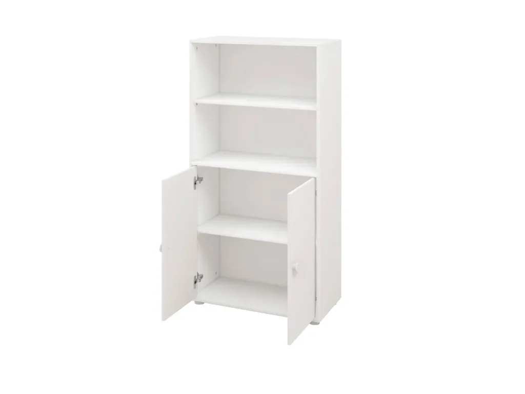 FLEXA Bücherregal, Bücherwand - Midi, 2 Türen, 72 cm x 138 cm, Farbe: weiss