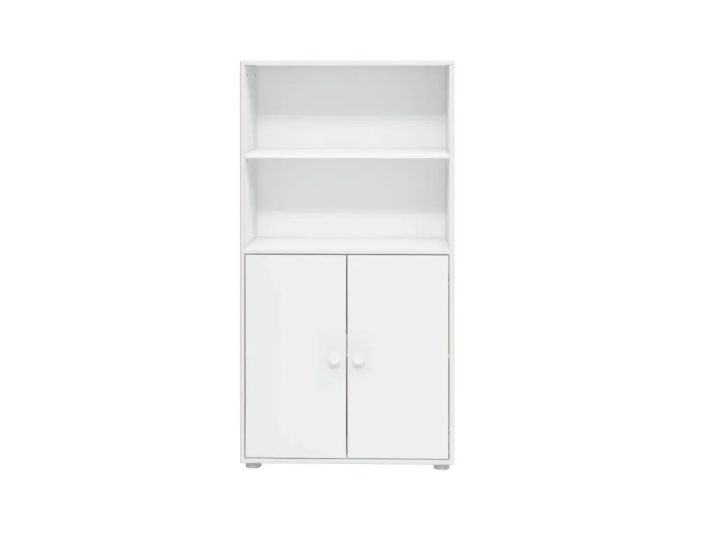 FLEXA Bücherregal, Bücherwand - Midi, 2 Türen, 72 cm x 138 cm, Farbe: weiss