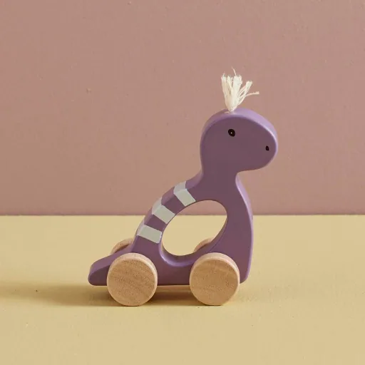 Kids Concept Baby Spielzeug  Schiebefigur Dino Holz lila