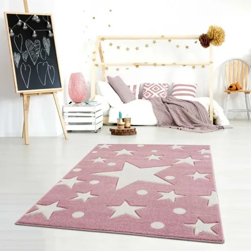 Livone Teppich Estrella Stern & Konfetti rosa, Teppichgrösse: 160 x 230 cm