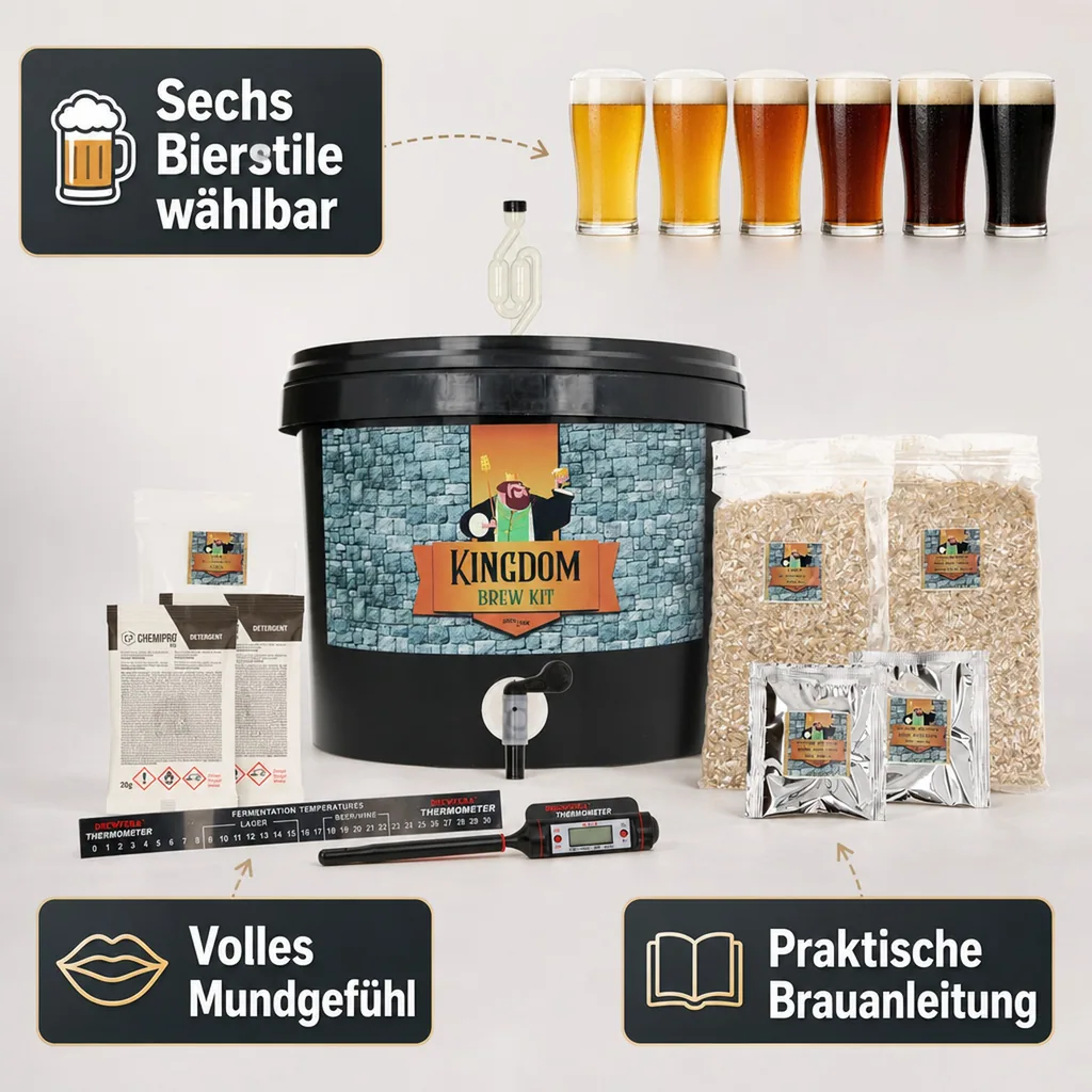 Kingdom Bierbrauset, Brew Kit - Blondes Starkbier, Komplette Malzmischung für 5L Bier