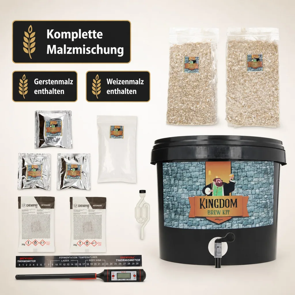 Kingdom Bierbrauset, Brew Kit - Blondes Starkbier, Komplette Malzmischung für 5L Bier