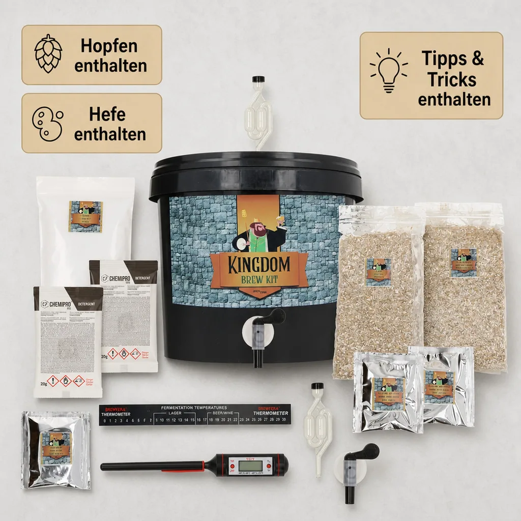 Kingdom Bierbrauset, Brew Kit - Blondes Starkbier, Komplette Malzmischung für 5L Bier