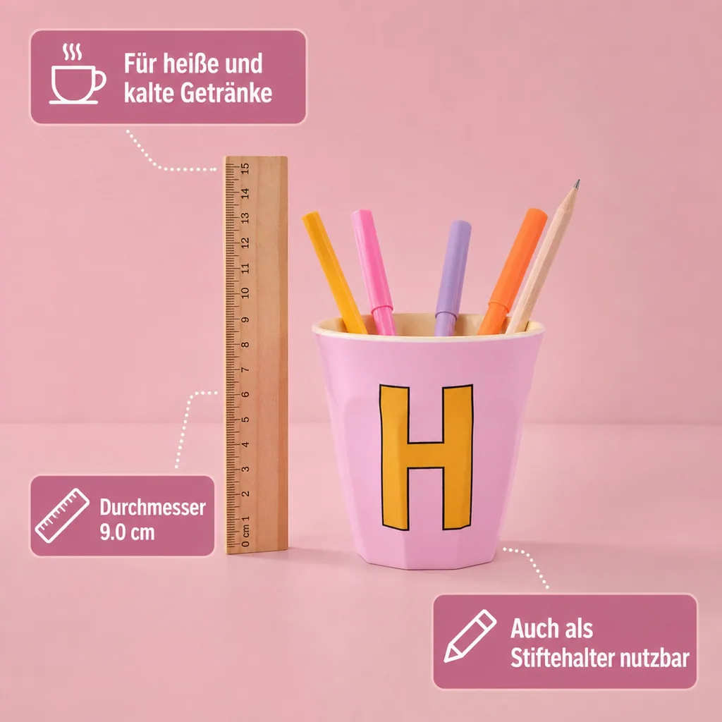 RICE Becher - H, 250 ml, Melamine, Farbe: rosa