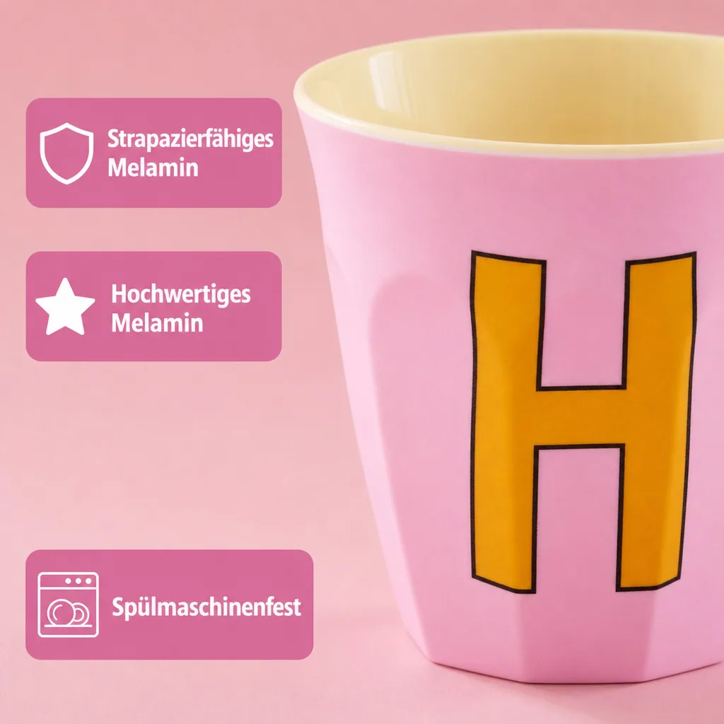 RICE Becher - H, 250 ml, Melamine, Farbe: rosa