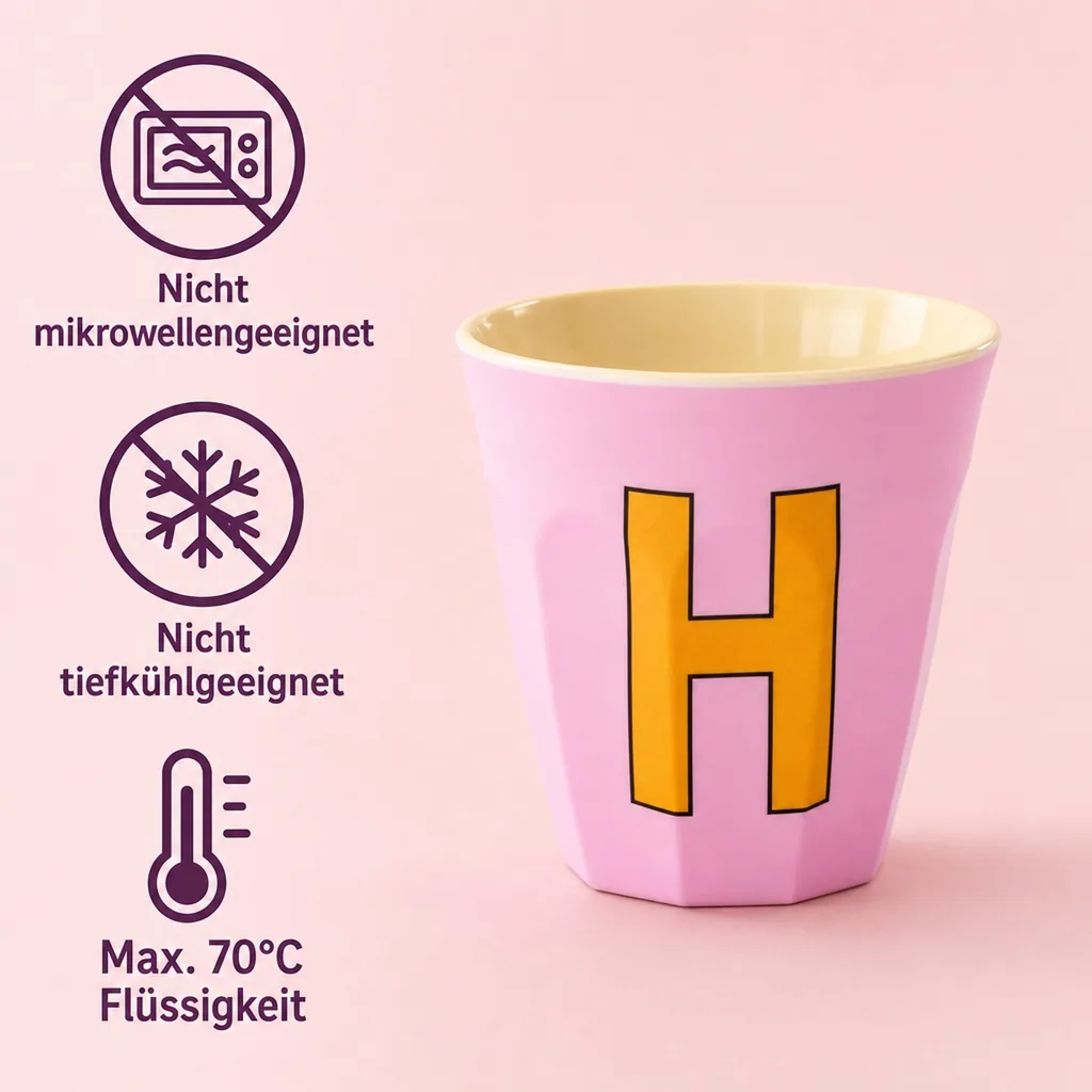 RICE Becher - H, 250 ml, Melamine, Farbe: rosa