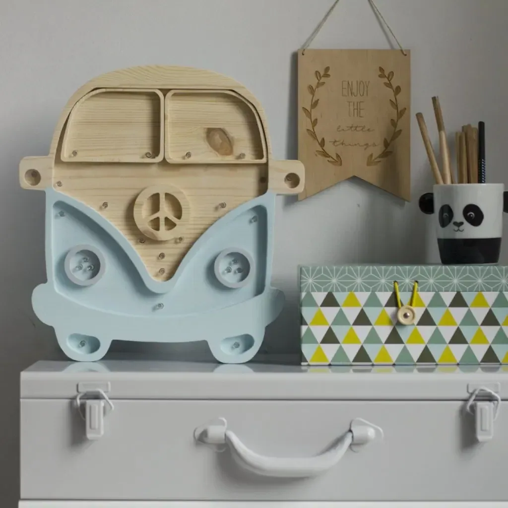 Little Lights Nachtlicht Kinder, Nachtlampe Wohnmobil - 100% Kiefernholz natur, Farbe: Grau/Holz