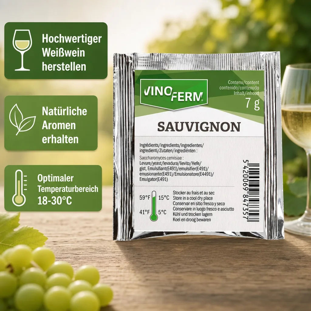 Weinhefe, Trockenhefe Wein - Vinoferm, Sauvignon, 7g